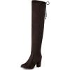 imageDREAM PAIRS Womens Thigh High Over The Knee Fashion Boots Block Mid Heel Long Sexy Faux Fur BootsBrown