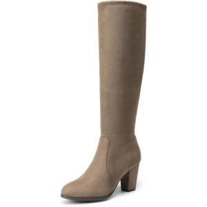 imageDREAM PAIRS Womens Chunky Heel Knee High BootsKhaki