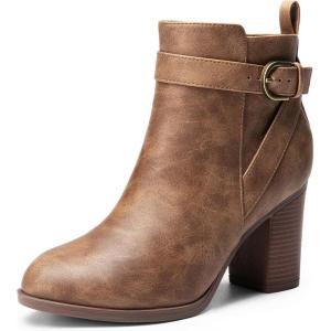 imageDREAM PAIRS Womens Chunky High Heel Ankle Boots Round Toe Fall Short Booties ShoesTanpu