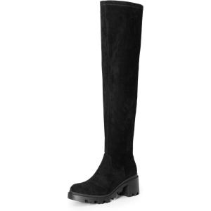 imageDREAM PAIRS Womens Knee High Boots Platform Over The Knee High Chunky Heel Fashion Boots for WomenBlacksuede