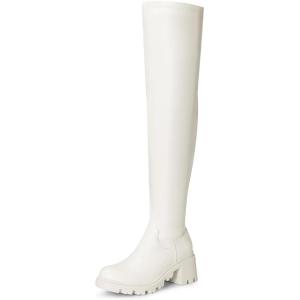 imageDREAM PAIRS Womens Knee High Boots Platform Over The Knee High Chunky Heel Fashion Boots for WomenWhitepu