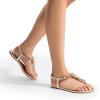 imageDREAM PAIRS Flat Sandals for Women Dressy Rhinestone TStrap Thong Flat Sandals for Summers Dress BeachChampagneGold