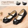 imageDREAM PAIRS Girls Mary Jane Dress Shoes for Toddler Heart Rhinestone Front Bow Ballerina Flat ToddlerLittle KidBlack