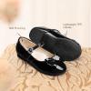 imageDREAM PAIRS Girls Mary Jane Dress Shoes for Toddler Heart Rhinestone Front Bow Ballerina Flat ToddlerLittle KidBlackpat
