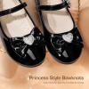 imageDREAM PAIRS Girls Mary Jane Dress Shoes for Toddler Heart Rhinestone Front Bow Ballerina Flat ToddlerLittle KidBlackpat