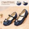 imageDREAM PAIRS Girls Mary Jane Dress Shoes for Toddler Heart Rhinestone Front Bow Ballerina Flat ToddlerLittle KidNavySatin