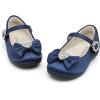 imageDREAM PAIRS Girls Mary Jane Dress Shoes for Toddler Heart Rhinestone Front Bow Ballerina Flat ToddlerLittle KidNavySatin