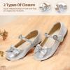 imageDREAM PAIRS Girls Mary Jane Dress Shoes for Toddler Heart Rhinestone Front Bow Ballerina Flat ToddlerLittle KidSilver