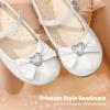 imageDREAM PAIRS Girls Mary Jane Dress Shoes for Toddler Heart Rhinestone Front Bow Ballerina Flat ToddlerLittle KidWhite