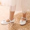 imageDREAM PAIRS Girls Mary Jane Dress Shoes for Toddler Heart Rhinestone Front Bow Ballerina Flat ToddlerLittle KidWhitePat