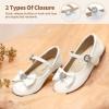 imageDREAM PAIRS Girls Mary Jane Dress Shoes for Toddler Heart Rhinestone Front Bow Ballerina Flat ToddlerLittle KidWhitePat