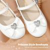 imageDREAM PAIRS Girls Mary Jane Dress Shoes for Toddler Heart Rhinestone Front Bow Ballerina Flat ToddlerLittle KidWhitePat