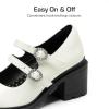imageDREAM PAIRS Mary Jane Shoes for Girls Platform School Uniform Party Chunky Dress Heel Double Straps Flats for Little Big KidWhite