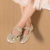 imageDREAM PAIRS Toddler Girls Dress Shoes Mary Jane Flats Girls School Uniform Flats Bow Ballerina ShoesGoldGlitter