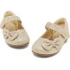 imageDREAM PAIRS Toddler Girls Dress Shoes Mary Jane Flats Girls School Uniform Flats Bow Ballerina ShoesGoldGlitter