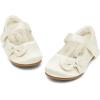 imageDREAM PAIRS Toddler Girls Dress Shoes Mary Jane Flats Girls School Uniform Flats Bow Ballerina ShoesIvorySatin