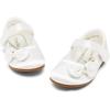 imageDREAM PAIRS Toddler Girls Dress Shoes Mary Jane Flats Girls School Uniform Flats Bow Ballerina ShoesWhiteSatin