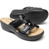 imageDREAM PAIRS Womens Arch Support Slide Sandals Adjustable Straps Slip On Wedge Sandals Casual Comfort Lightweight Flat SlidesBlack
