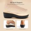 imageDREAM PAIRS Womens Arch Support Slide Sandals Adjustable Straps Slip On Wedge Sandals Casual Comfort Lightweight Flat SlidesBrown