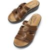 imageDREAM PAIRS Womens Arch Support Slide Sandals Adjustable Straps Slip On Wedge Sandals Casual Comfort Lightweight Flat SlidesBrown