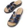 imageDREAM PAIRS Womens Arch Support Slide Sandals Adjustable Straps Slip On Wedge Sandals Casual Comfort Lightweight Flat SlidesNavy