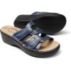 imageDREAM PAIRS Womens Arch Support Slide Sandals Adjustable Straps Slip On Wedge Sandals Casual Comfort Lightweight Flat SlidesNavy