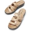 imageDREAM PAIRS Womens Arch Support Slide Sandals Adjustable Straps Slip On Wedge Sandals Casual Comfort Lightweight Flat SlidesNude