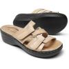 imageDREAM PAIRS Womens Arch Support Slide Sandals Adjustable Straps Slip On Wedge Sandals Casual Comfort Lightweight Flat SlidesNude
