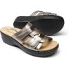 imageDREAM PAIRS Womens Arch Support Slide Sandals Adjustable Straps Slip On Wedge Sandals Casual Comfort Lightweight Flat SlidesPewter