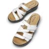 imageDREAM PAIRS Womens Arch Support Slide Sandals Adjustable Straps Slip On Wedge Sandals Casual Comfort Lightweight Flat SlidesWhite