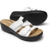 imageDREAM PAIRS Womens Arch Support Slide Sandals Adjustable Straps Slip On Wedge Sandals Casual Comfort Lightweight Flat SlidesWhite