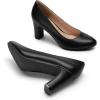 imageDREAM PAIRS Womens Block Heels Closed Toe High Chunky Rounded Toe Pumps Comfortable Slip On Work ShoesBlackpu