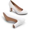 imageDREAM PAIRS Womens Block Heels Closed Toe High Chunky Rounded Toe Pumps Comfortable Slip On Work ShoesWhite