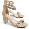 imageDREAM PAIRS Womens Chunk Low Heel Pump SandalsGoldglitter