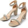 imageDREAM PAIRS Womens Chunk Low Heel Pump SandalsGoldglitter