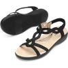imageDREAM PAIRS Womens Comfort Dressy Rhinestone Summer Beach Sandals Slipon Flat Walking Orthopedic Sandals with Elastica Back StrapBlack