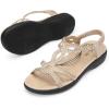 imageDREAM PAIRS Womens Comfort Dressy Rhinestone Summer Beach Sandals Slipon Flat Walking Orthopedic Sandals with Elastica Back StrapGold