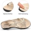 imageDREAM PAIRS Womens Comfort Dressy Rhinestone Summer Beach Sandals Slipon Flat Walking Orthopedic Sandals with Elastica Back StrapGold