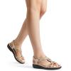 imageDREAM PAIRS Womens Comfort Dressy Rhinestone Summer Beach Sandals Slipon Flat Walking Orthopedic Sandals with Elastica Back StrapGold