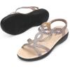 imageDREAM PAIRS Womens Comfort Dressy Rhinestone Summer Beach Sandals Slipon Flat Walking Orthopedic Sandals with Elastica Back StrapGrey