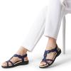 imageDREAM PAIRS Womens Comfort Dressy Rhinestone Summer Beach Sandals Slipon Flat Walking Orthopedic Sandals with Elastica Back StrapNavy