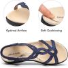 imageDREAM PAIRS Womens Comfort Dressy Rhinestone Summer Beach Sandals Slipon Flat Walking Orthopedic Sandals with Elastica Back StrapNavy