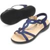 imageDREAM PAIRS Womens Comfort Dressy Rhinestone Summer Beach Sandals Slipon Flat Walking Orthopedic Sandals with Elastica Back StrapNavy