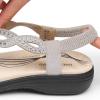 imageDREAM PAIRS Womens Comfort Dressy Rhinestone Summer Beach Sandals Slipon Flat Walking Orthopedic Sandals with Elastica Back StrapSilver