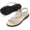 imageDREAM PAIRS Womens Comfort Dressy Rhinestone Summer Beach Sandals Slipon Flat Walking Orthopedic Sandals with Elastica Back StrapSilver