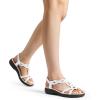 imageDREAM PAIRS Womens Comfort Dressy Rhinestone Summer Beach Sandals Slipon Flat Walking Orthopedic Sandals with Elastica Back StrapWhite