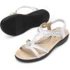 imageDREAM PAIRS Womens Comfort Dressy Rhinestone Summer Beach Sandals Slipon Flat Walking Orthopedic Sandals with Elastica Back StrapWhite