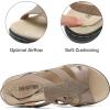 imageDREAM PAIRS Womens Comfortable Arch Support Dressy Flat Sandals Elastic Open Toe Walking Shoes for SummerBronze