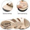 imageDREAM PAIRS Womens Comfortable Arch Support Dressy Flat Sandals Elastic Open Toe Walking Shoes for SummerGold