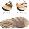 imageDREAM PAIRS Womens Comfortable Arch Support Dressy Flat Sandals Elastic Open Toe Walking Shoes for SummerTaupe